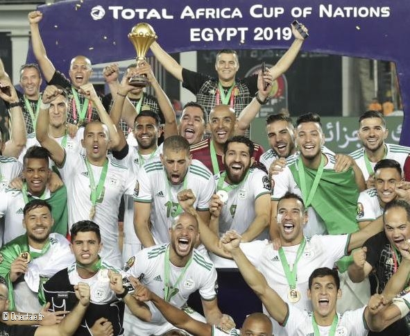 L'quipe d'Algrie lors de la Coupe d'Afrique des Nations dont elle est victorieuse en 2019