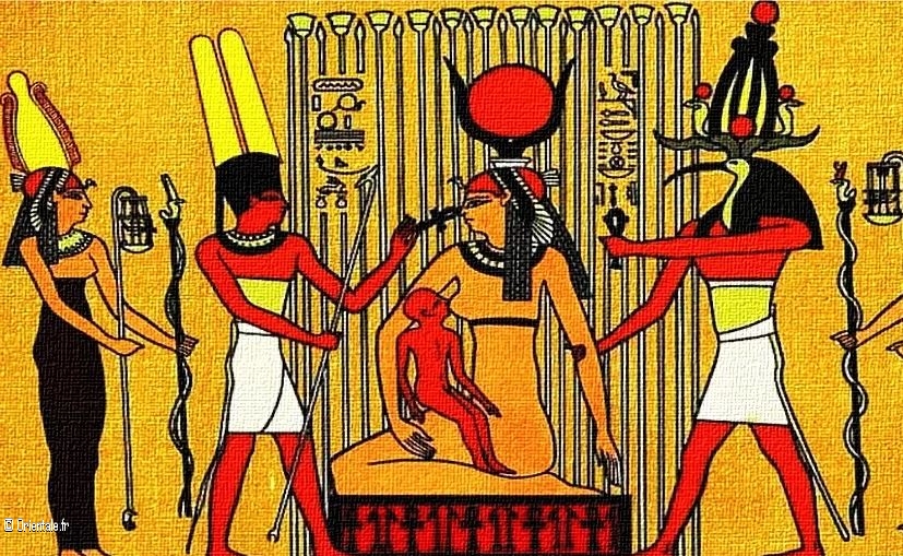 Papyrus représentant la déesse Isis allaitant son enfant-dieu
