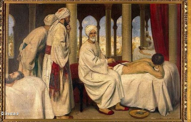 Scne d'un mdecin soignant un patient au Moyen-Age arabe